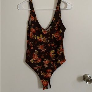 Brown bodysuit with snaps